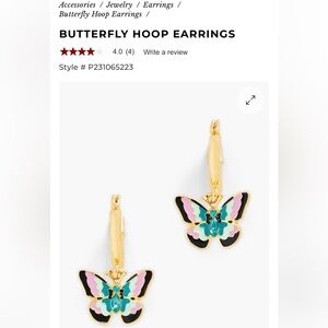 Talbots Butterfly Hoop Earrings NWT